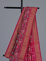 Fuchsia magenta hyderabadi patola silk saree with geometric weave