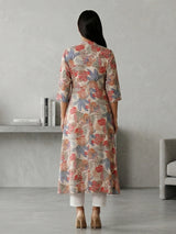 Off white silk floral printed casual kurti style
