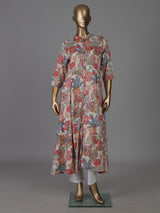 Off white silk floral printed casual kurti style