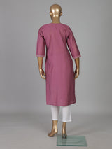 Onion pink cotton silk embroidered casual kurti style