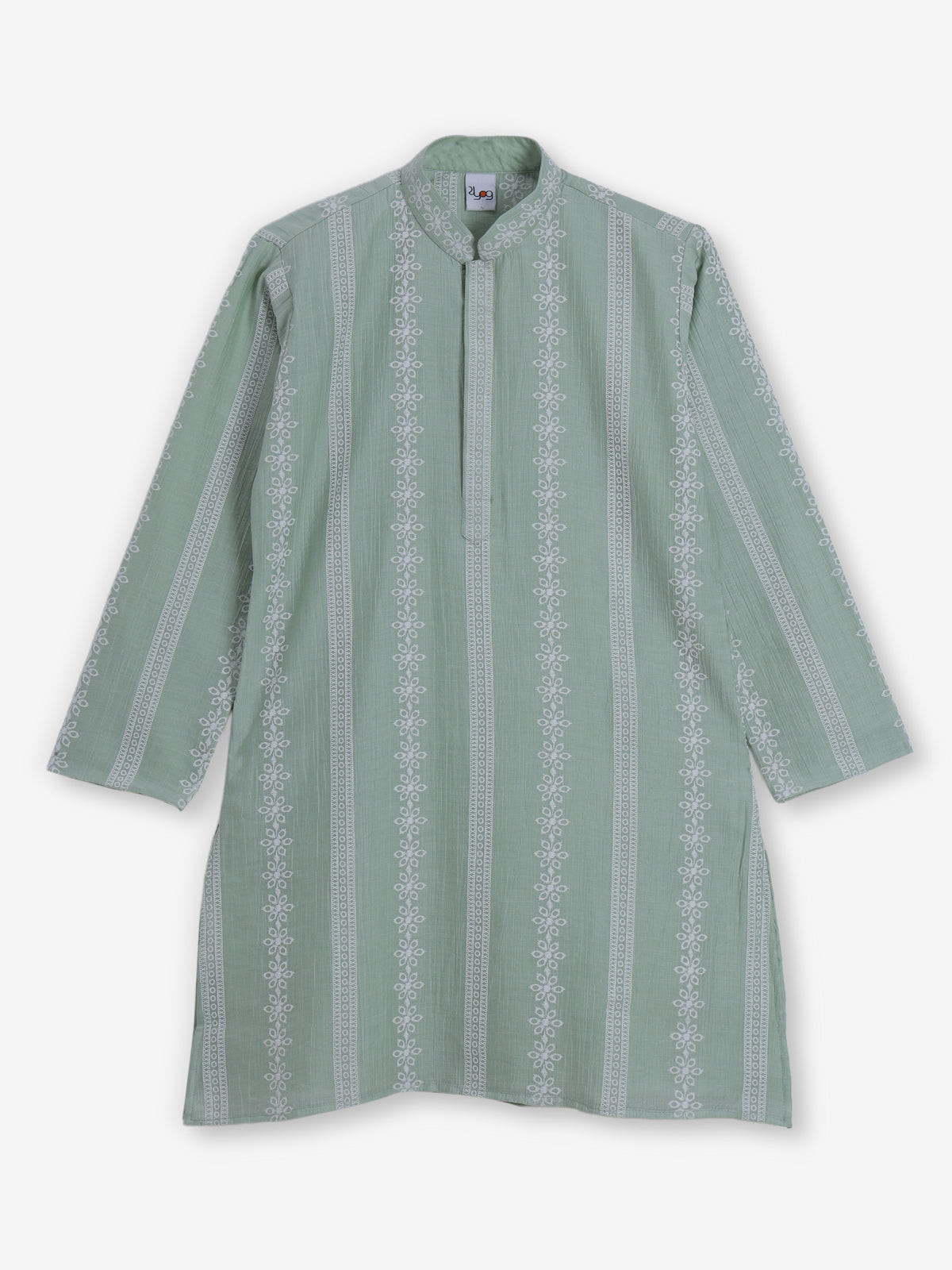 Pista green silk embroidered mandarin collar festive kurta suit