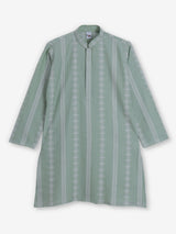 Pista green silk embroidered mandarin collar festive kurta suit