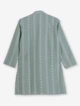 Pista green silk embroidered mandarin collar festive kurta suit