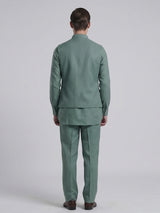 Sage green designer waistcoat set with deer motif