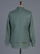 Sage green designer waistcoat set with deer motif
