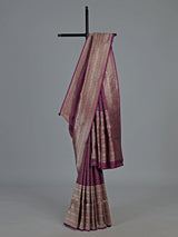 Regal purple banarasi silk saree with kadwa floral weaving