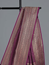 Regal purple banarasi silk saree with kadwa floral weaving