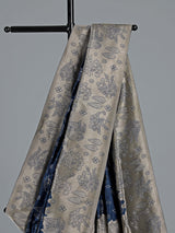 Dual tone blue banarasi silk saree with gold zari detailing