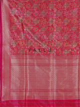 Rani pink banarasi silk saree with heavy zari border