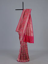 Rani pink banarasi silk saree with heavy zari border