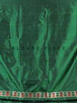 Emerald green banarasi silk saree with meenakari border
