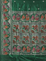 Emerald green banarasi silk saree with meenakari border