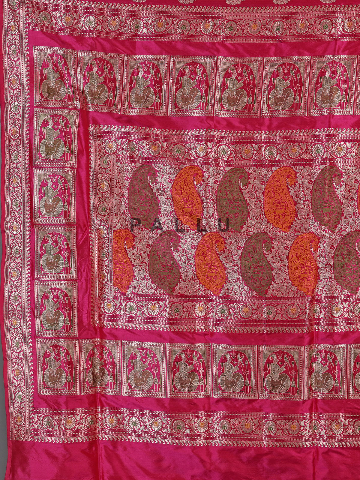 Magenta banarasi silk saree with zari buta motifs