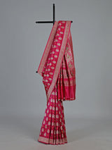 Magenta banarasi silk saree with zari buta motifs