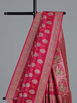 Magenta banarasi silk saree with zari buta motifs