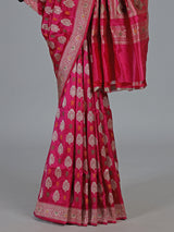 Magenta banarasi silk saree with zari buta motifs