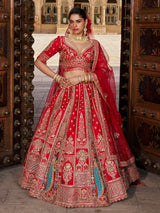 Red silk designer bridal lehenga choli