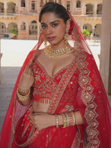 Red silk designer bridal lehenga choli