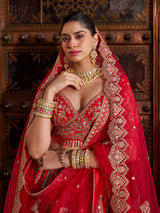 Red silk designer bridal lehenga choli