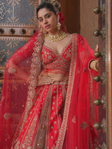 Red silk designer bridal lehenga choli