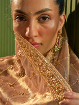 Golden silk designer lehenga choli with cutdana and sequin embellishments
