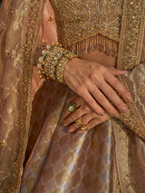Golden silk designer lehenga choli with cutdana and sequin embellishments