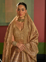 Golden silk designer lehenga choli with cutdana and sequin embellishments