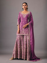 Lavender purple georgette pakistani style palazzo suit