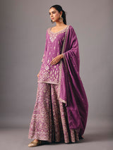 Lavender purple georgette pakistani style palazzo suit