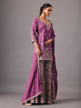 Lavender purple georgette pakistani style palazzo suit