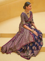 Purple soft organza saree with zari shine