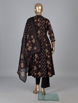 Black cotton kurti set with floral printed elegance