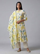 Off white cotton kurti set with floral print