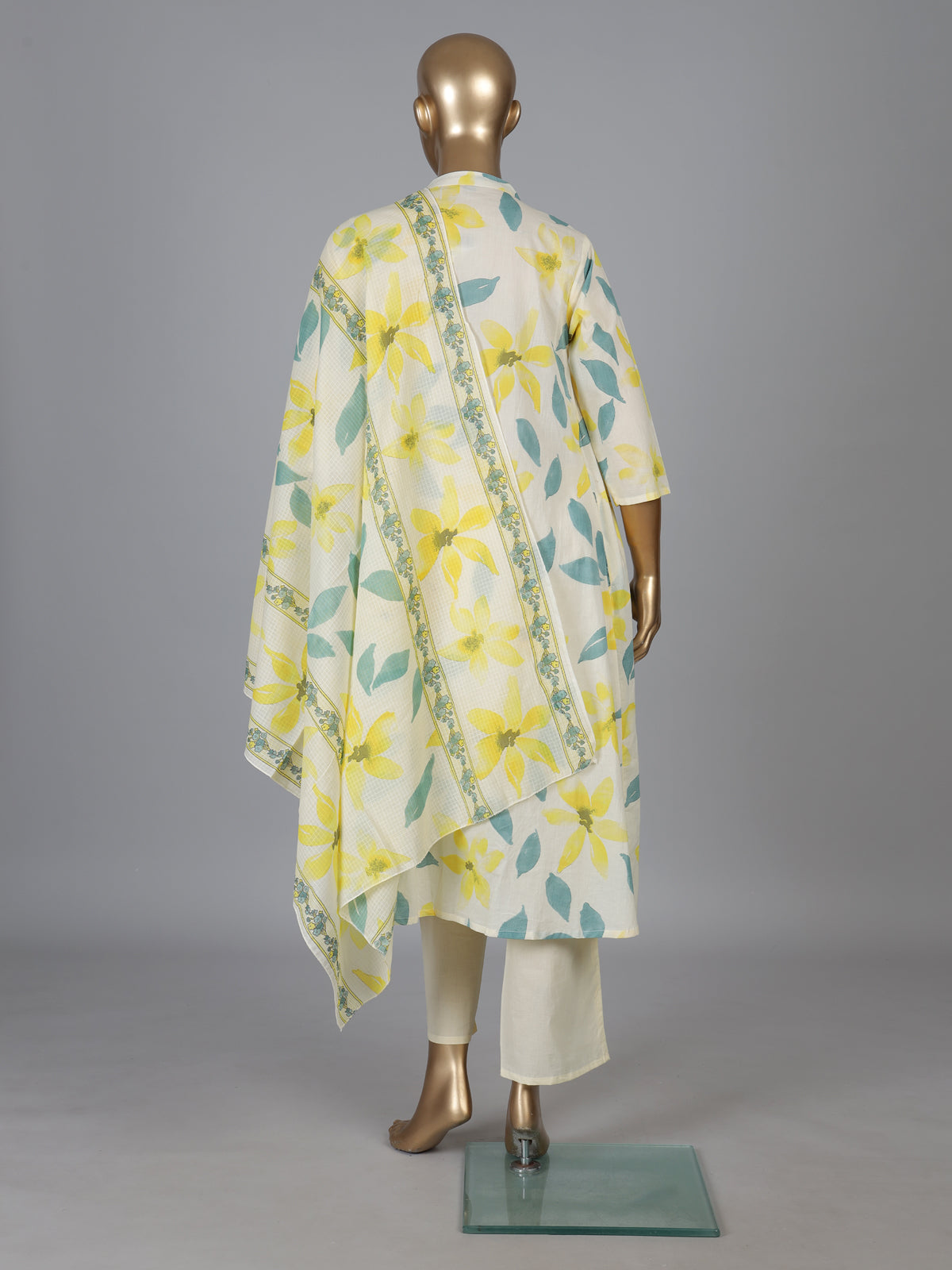 Off white cotton kurti set with floral print