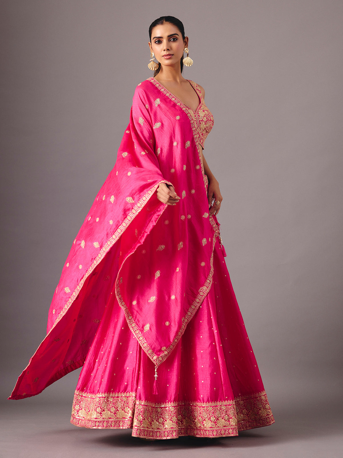 Royal rani pink silk lehenga choli with festive wear