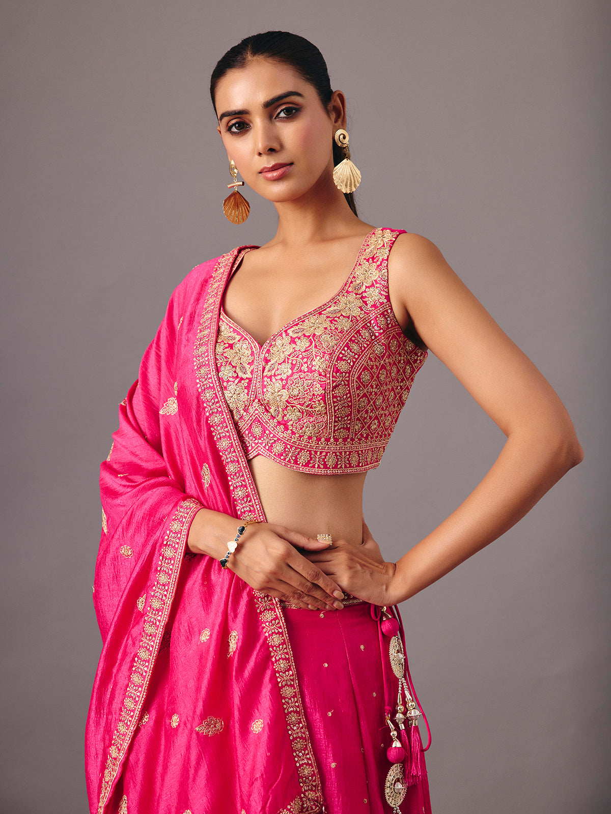 Royal rani pink silk lehenga choli with festive wear