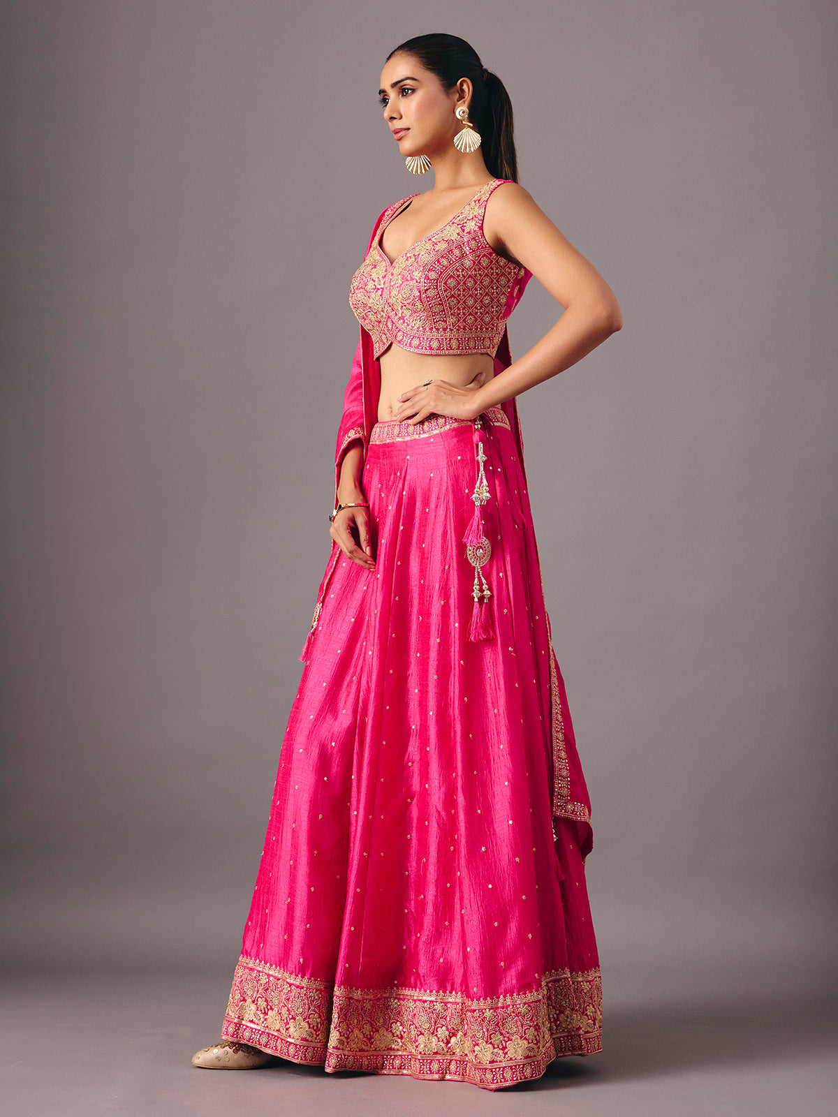 Royal rani pink silk lehenga choli with festive wear