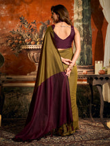 Mehendi olive cotton saree with contrast pallu elegance
