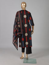 Black cotton silk printed festive kurti set with dupatta
