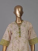 Beige cotton floral printed casual co ord pant set