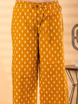 Mustard yellow silk yoke kurti set with mirror work