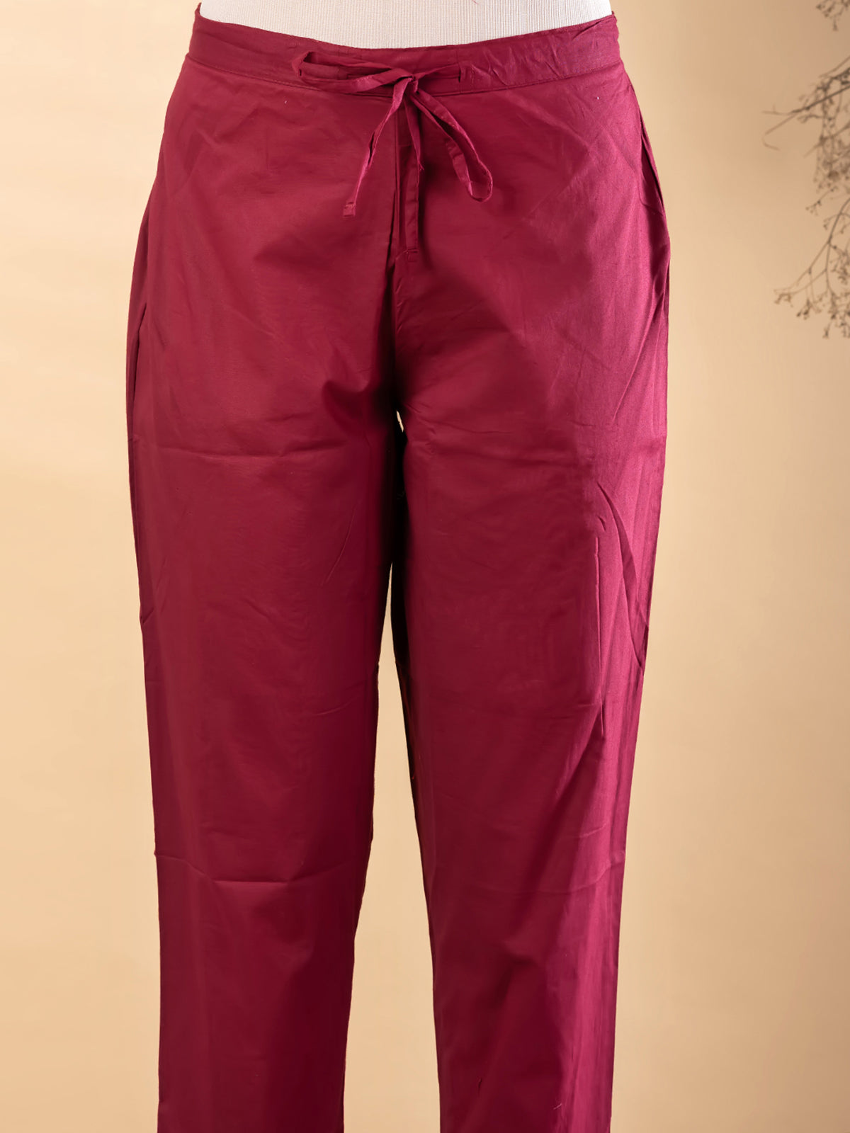 Blue maroon silk printed kurti set with festive pant