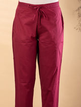 Blue maroon silk printed kurti set with festive pant