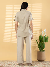 Beige cotton minimal casual co ord set