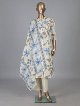 Off white cotton kurti set with blue floral print