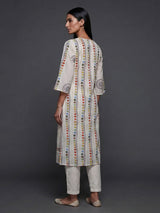 Off white cotton kurti set with sequin detailing