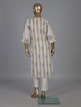 Off white cotton kurti set with sequin detailing