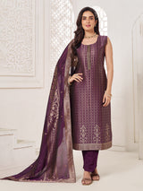 Purple silk festive wear salwar suit with zari shine for women