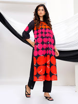 Multicolor georgette silk printed kurti set for casual wear