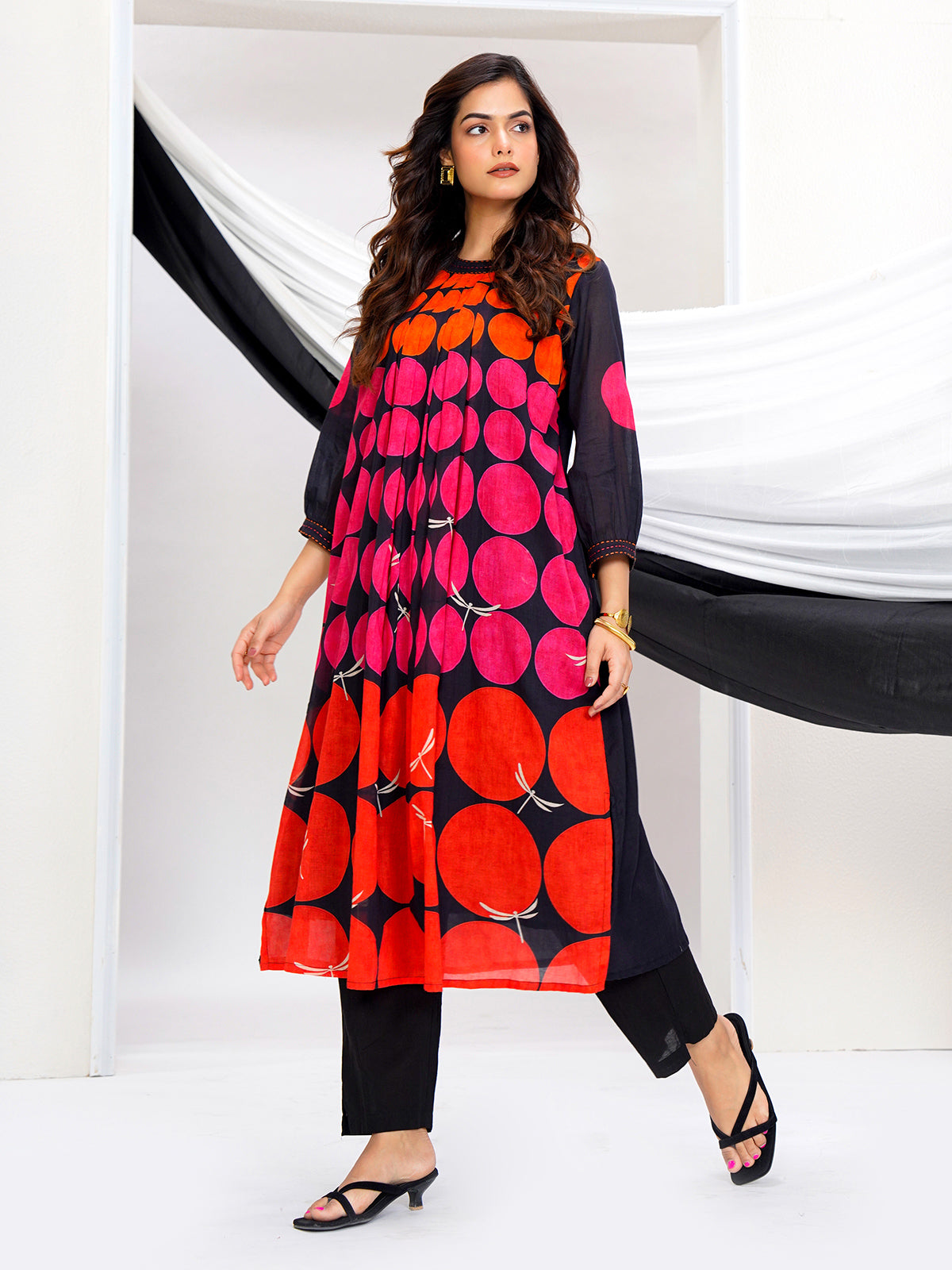 Multicolor georgette silk printed kurti set for casual wear